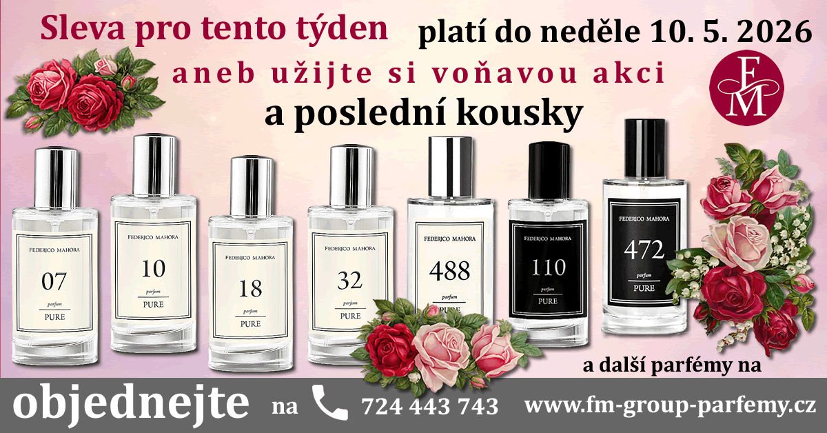 Sleva pro tento týden aneb užijte si voňavou slevu s oblíbenými FM Group parfémy Sleva pro tento týden aneb užijte si voňavou slevu s oblíbenými FM Group parfémy